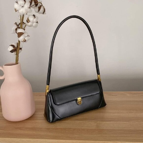 Womens Small Clutch Shoulder Bag Leather Mini Tote Handbag Buckle Closure - Picture 2 of 7